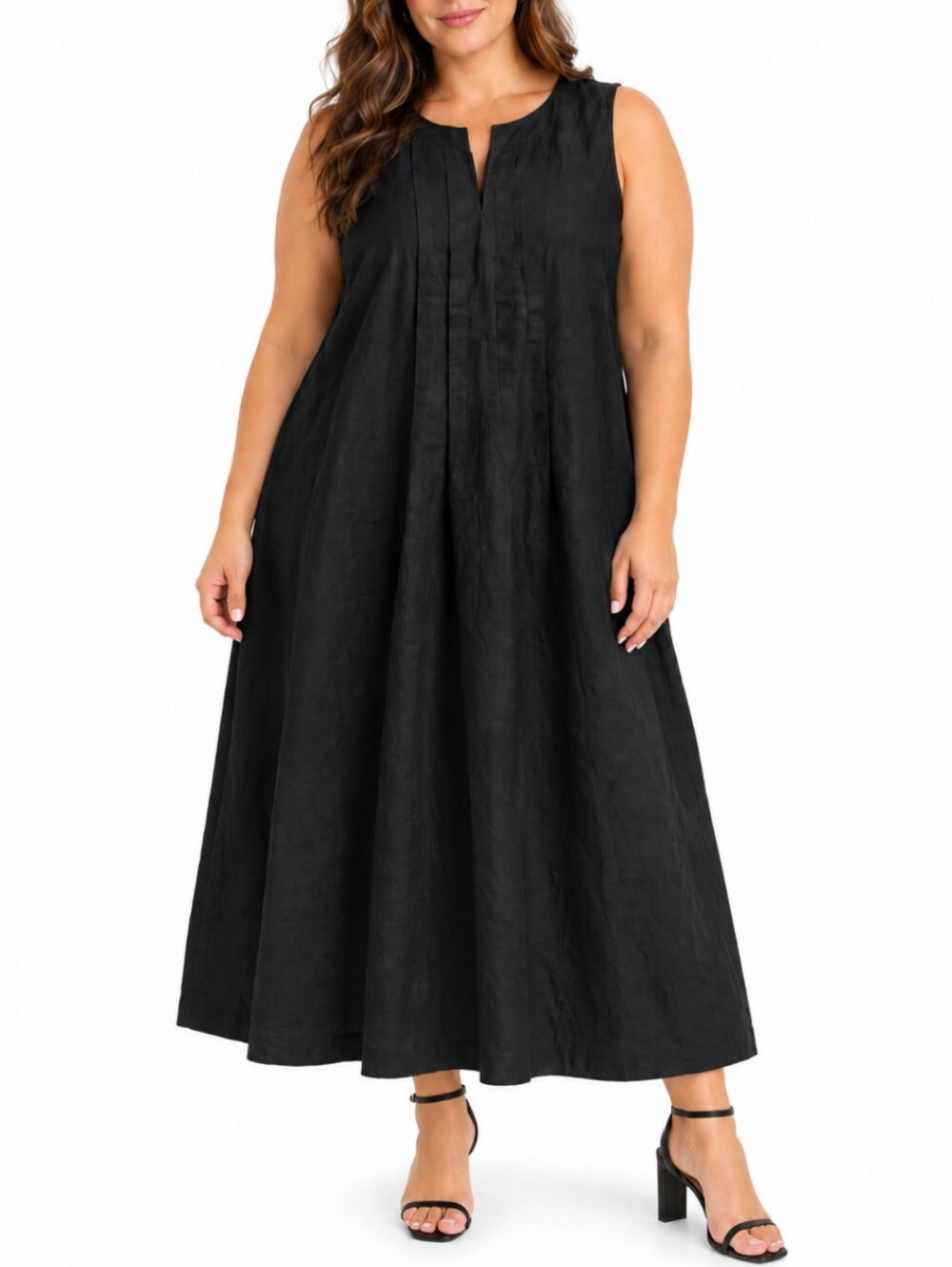 J.Jill Black Linen Maxi Dress Size 3X Sleeveless A-Line Minimalist Quiet Luxury